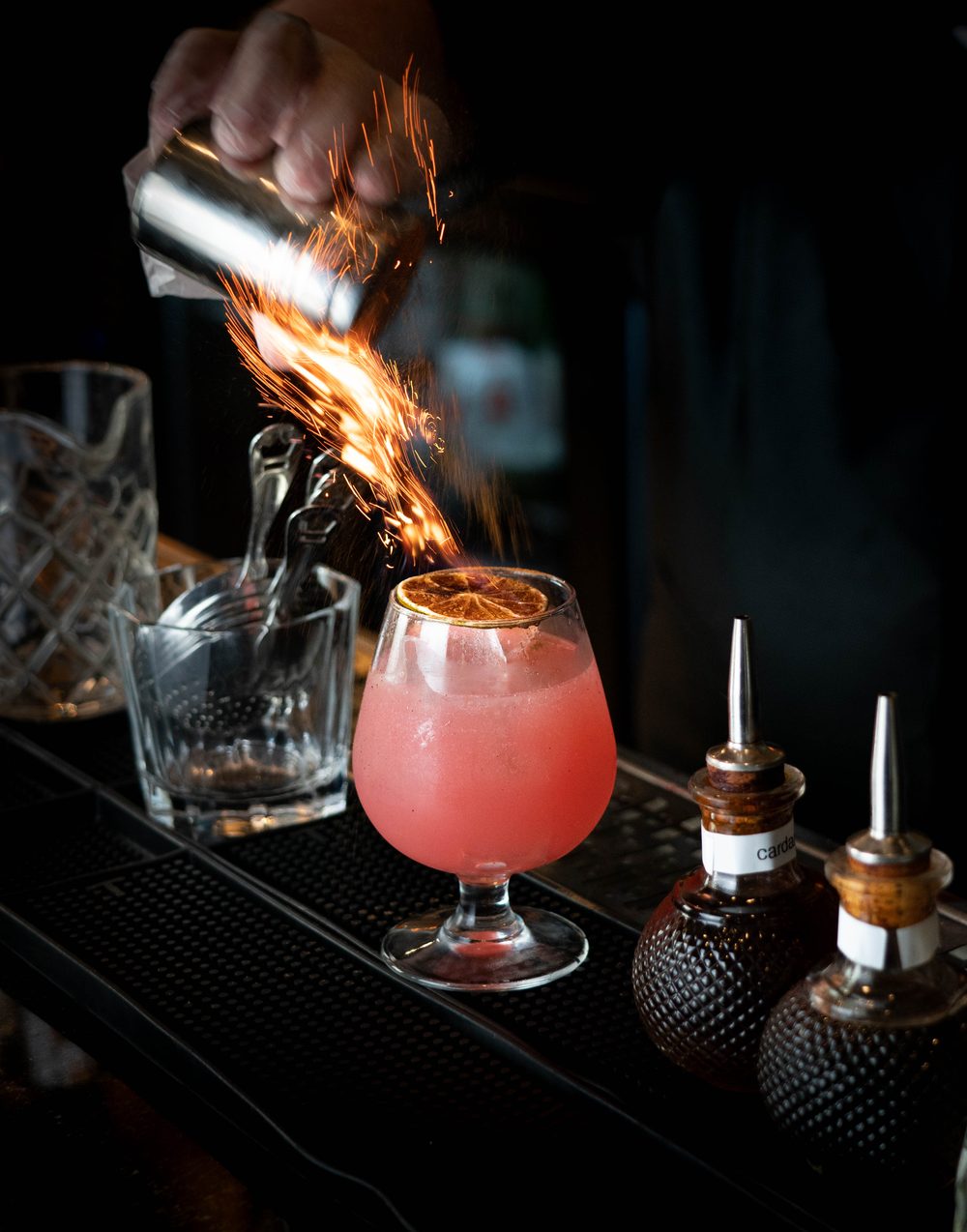 Flaming bar pour by Acros Studio